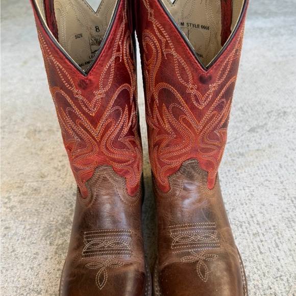 Smoky Mountain Boots Woman’s Leather Cowboy Boots Size 8 Brown and Red - Picture 1 of 6